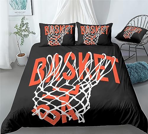 REALIN Basketball Nets Bedding Basketball Dunking Duvet Cover Set Girl Boy Kids Bed Sets 2/3/4PCS Quilt Covers/Sheets/Pillow Shams,Twin/Full/Queen/King (B,Full-200x229cm-3PCS)