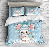 Rats Animal Print Bedding Cute Mice Stamp Duvet Cover Set - Print 3