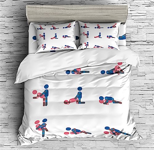 REALIN Romance Lovers Bedding Passionate Couple Duvet Cover Set Girl Boy Kids Bed Sets 2/3/4PCS Quilt Covers/Sheets/Pillow Shams,Twin/Full/Queen/King (B,King-229x259cm-3PCS)