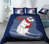 Ski Polar Bear Skiing Bedding Ski Area Skiing Sports Duvet Cover Set - Print 2