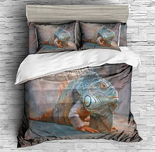 REALIN Lizards Bedding Rain Trees Animal Gecko Lizards Duvet Cover Set Girl Boy Kids Bed Sets 2/3/4PCS Quilt Covers/Sheets/Pillow Shams,Twin/Full/Queen/King (A,Full-200x229cm-4PCS)