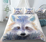Cute Raccoon Bedding Cartoon Raccoon Animal Duvet Cover Set - Print 1