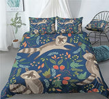 Cartoon Raccoon Duvet Cover Set - Print 2