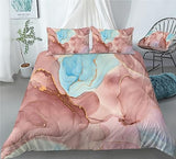 Blue Pink Marble Bedding Colorful Swirl Marble Duvet Cover Set - Print 1