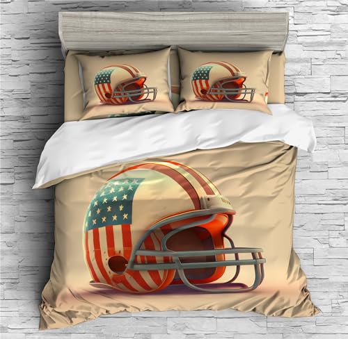 REALIN Rugby Bedding American Football Sports Duvet Cover Set Girl Boy Kids Bed Sets 2/3/4PCS Quilt Covers/Sheets/Pillow Shams,Twin/Full/Queen/King (C,Queen-228x228cm-3PCS)