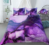 Colored Marble Bedding Pink Purple Marble Duvet Cover Set - Print 1