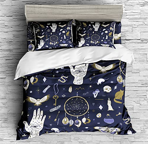 REALIN Cosmic Planet Divination Bedding Mystic Divination Duvet Cover Set Girl Boy Kids Bed Sets 2/3/4PCS Quilt Covers/Sheets/Pillow Shams,Twin/Full/Queen/King (B,King-229x259cm-3PCS)