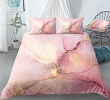 Colored Marble Bedding Pink Purple Marble Duvet Cover Set - Print 3