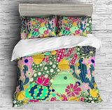 Cactus Flower Bedding Cactus Plants Succulent Plant Duvet Cover Set - Print 2