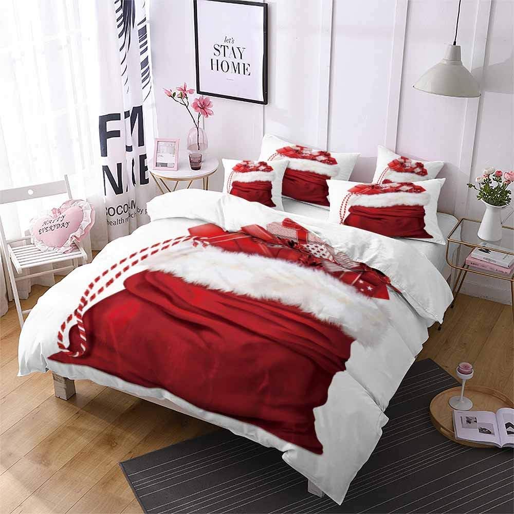 REALIN Cartoon Christmas Tree Duvet Cover Set Gingerbread Man Bedding Merry Christmas Bed Sets 2/3/4PCS Quilt Covers/Sheets/Pillow Shams,Twin/Full/Queen/King (C,Queen-228x228cm-4PCS)