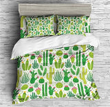 Cactus Flower Bedding Cactus Plants Succulent Plant Duvet Cover Set - Print 1
