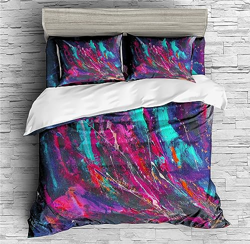 REALIN Marble Prints Bedding Color Swirl Marble Prints Duvet Cover Set Girl Boy Kids Bed Sets 2/3/4PCS Quilt Covers/Sheets/Pillow Shams,Twin/Full/Queen/King (B,King-229x259cm-4PCS)