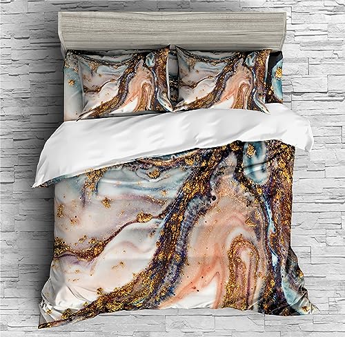 REALIN Color Swirl Marble Bedding Marble Prints Prints Duvet Cover Set Girl Boy Kids Bed Sets 2/3/4PCS Quilt Covers/Sheets/Pillow Shams,Twin/Full/Queen/King (C,Queen-228x228cm-4PCS)