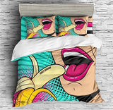 Red Lips Bedding Girl Banana Bikini Duvet Cover Set - Print 2