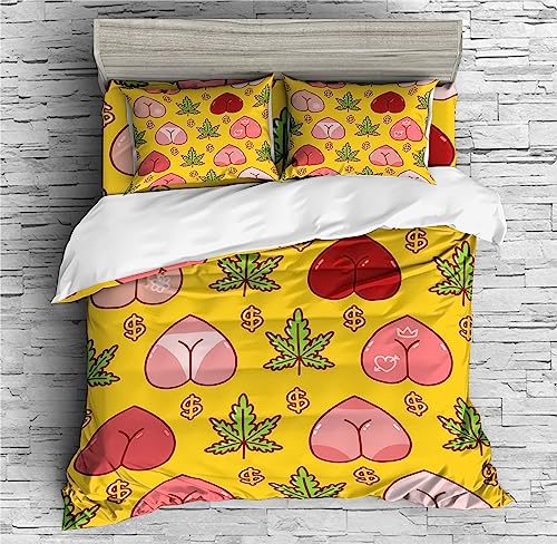 REALIN Sweet Couple Love Duvet Cover Set Love Couple Passion Bedding Girl Boy Kids Bed Sets 2/3/4PCS Quilt Covers/Sheets/Pillow Shams,Twin/Full/Queen/King (B,Queen-228x228cm-4PCS)