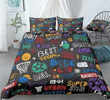 Basketball Cartoon Basketball Bedding Basketball Slogans Duvet Cover Set - Print 3
