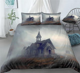 Haunted House Bedding Halloween Scary Tombstone Duvet Cover Set - Print 2
