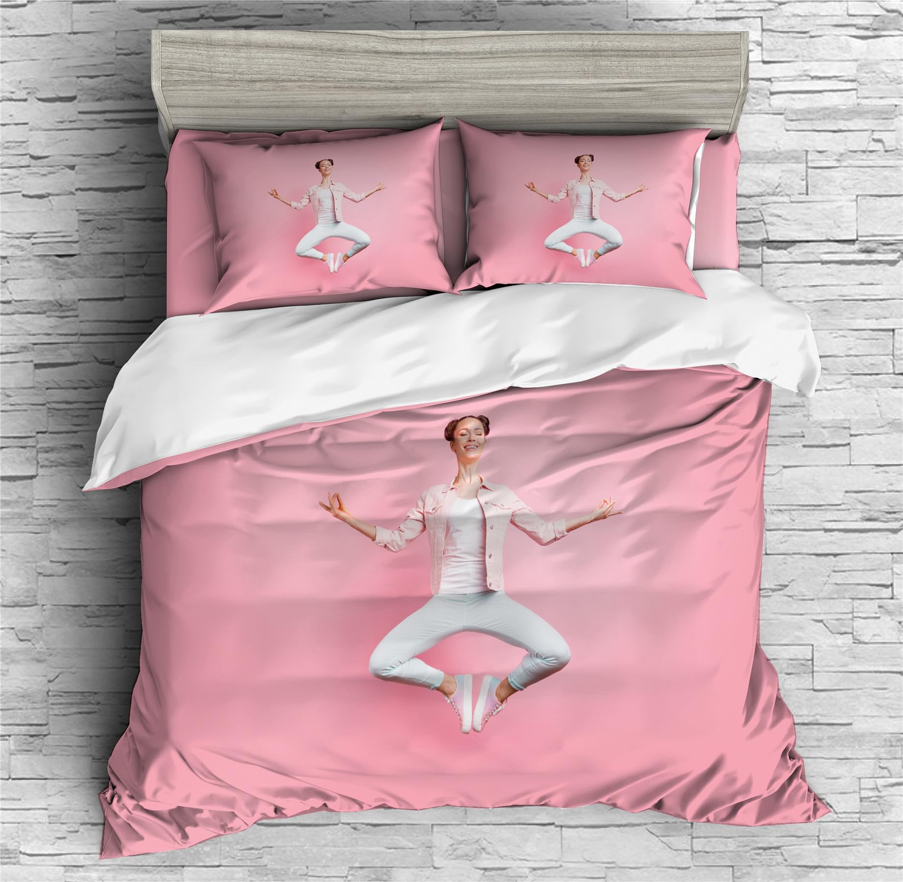 REALIN Funny Yoga Exercise Duvet Cover Set Yoga Zen Meditation Bedding Girl Boy Kids Bed Sets 2/3/4PCS Quilt Covers/Sheets/Pillow Shams,Twin/Full/Queen/King (A,Queen-228x228cm-4PCS)