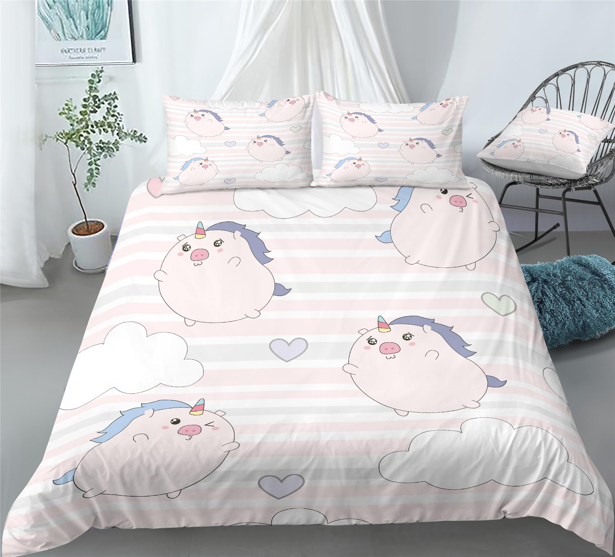 REALIN Hand-Painted Succulent Bedding Desert Plant Scrub Cactus Duvet Cover Set Girl Boy Kids Bed Sets 2/3/4PCS Quilt Covers/Sheets/Pillow Shams,Twin/Full/Queen/King (B,Full-200x229cm-4PCS)