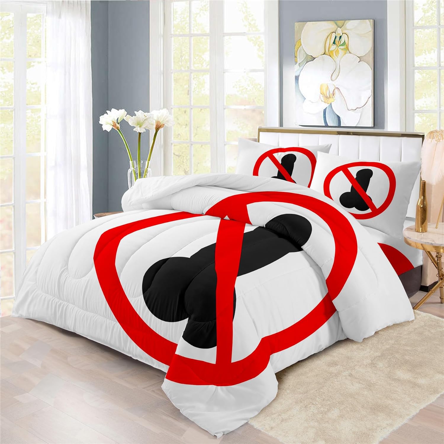 REALIN Funny Dick Prints Bedding Cartoon Dick Colorful Dick Duvet Cover Set Girl Boy Kids Bed Sets 2/3/4PCS Quilt Covers/Sheets/Pillow Shams,Twin/Full/Queen/King (B,King-229x259cm-3PCS)