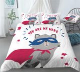 Cartoon Raccoon Duvet Cover Set - Print 3