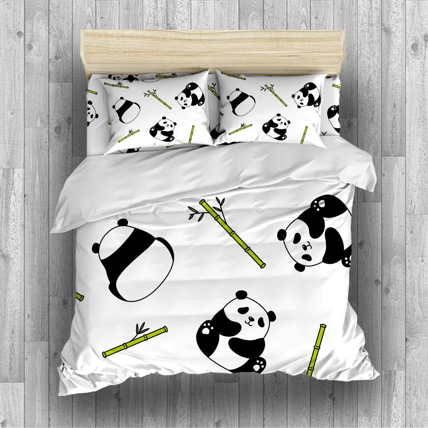 REALIN Panda Bedding Pink Blue Green Cartoon Panda Duvet Cover Set Colorful Hot Air Balloon Bed Sets,2/3/4PCS Microfiber Quilt Covers/Sheets/Pillow Shams,Twin/Full/Queen/King Size