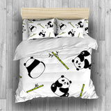 Panda Bedding Pink Blue Green Cartoon Panda Duvet Cover Set - Print 2
