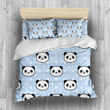 Panda Bedding Pink Blue Green Cartoon Panda Duvet Cover Set - Print 4