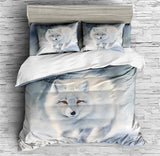 Cartoon Arctic Fox Animals Bedding White Fox Animals Duvet Cover Set - Print 2