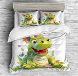Crocodile Cartoon Animal Duvet Cover Set - Print 3