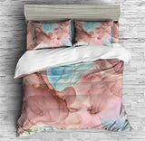 Blue Pink Marble Duvet Cover Set - Print 1