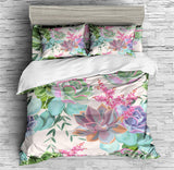 Hand-Painted Cactus Bedding Succulent Plants Green Plants Duvet Cover Set - Print 1