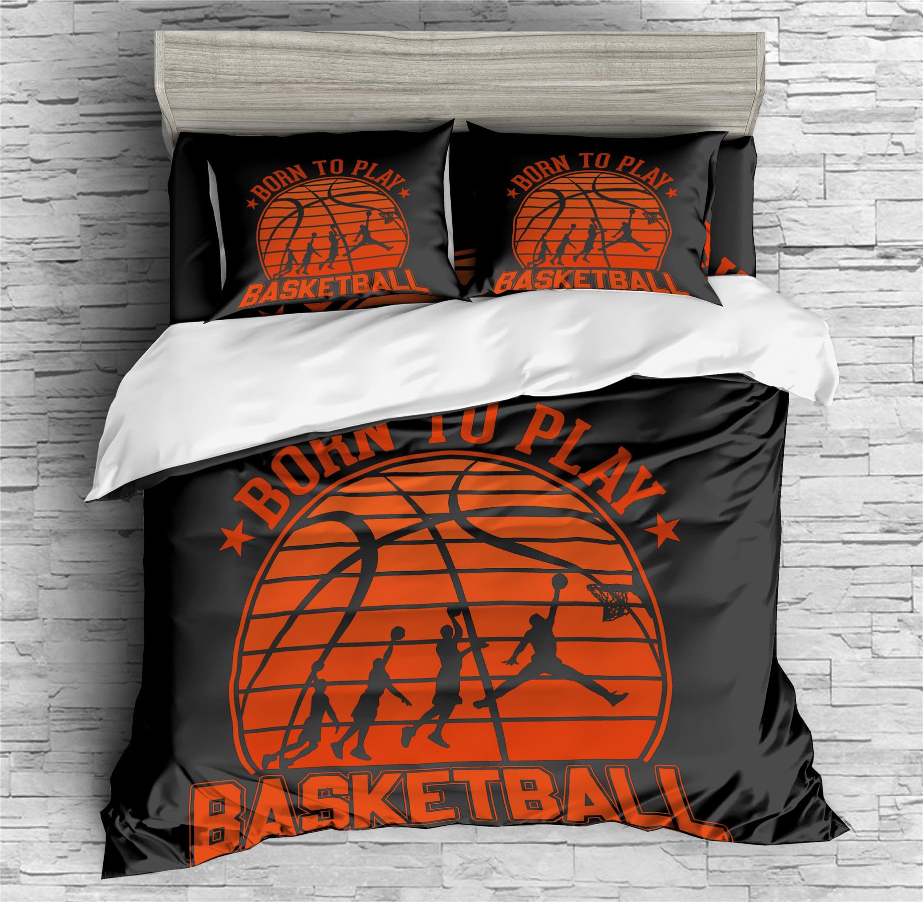 REALIN Cartoon Basketball Shoot Bedding Basketball Sports Duvet Cover Set Girl Boy Kids Bed Sets 2/3/4PCS Quilt Covers/Sheets/Pillow Shams,Twin/Full/Queen/King (C,King-229x259cm-3PCS)