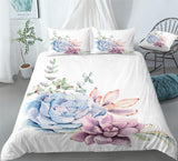 Hand-Painted Succulent Duvet Cover Set - Print 3