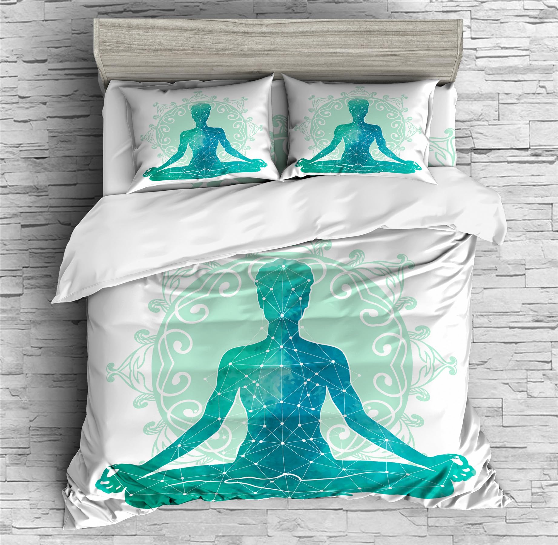 REALIN Meditation Zen Duvet Cover Set Yoga Sit in Meditation Bedding Girl Boy Kids Bed Sets 2/3/4PCS Quilt Covers/Sheets/Pillow Shams,Twin/Full/Queen/King (A,King-229x259cm-4PCS)