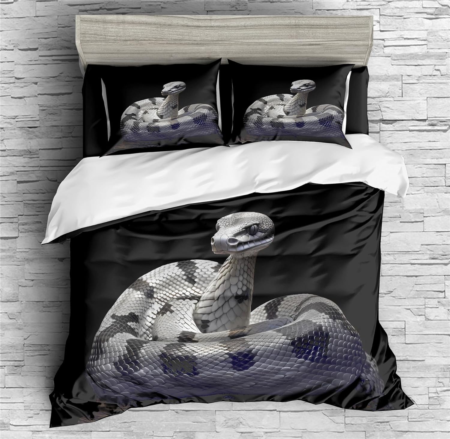 REALIN Python Wildlife Duvet Cover Set Tropical Rainforest Python Snake Bedding Girl Boy Kids Bed Sets 2/3/4PCS Quilt Covers/Sheets/Pillow Shams,Twin/Full/Queen/King (C,Twin-172x218cm-4PCS)