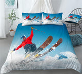 Skiing Sports Bedding Figure Skiing Snowboarding Duvet Cover Set - Print 1