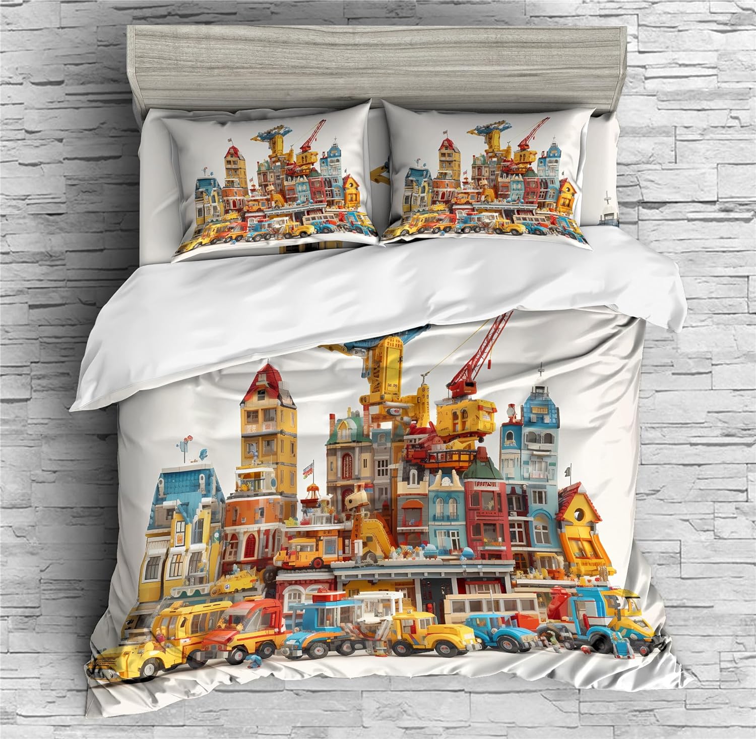 REALIN Engineering Vehicle Prints Duvet Cover Set Engineering Vehicle Bedding Girl Boy Kids Bed Sets 2/3/4PCS Quilt Covers/Sheets/Pillow Shams,Twin/Full/Queen/King (C,Twin-172x218cm-4PCS)