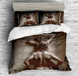 Cozy Couple Bedding Pose Passion Love Man and Woman Duvet Cover Set - Print 1