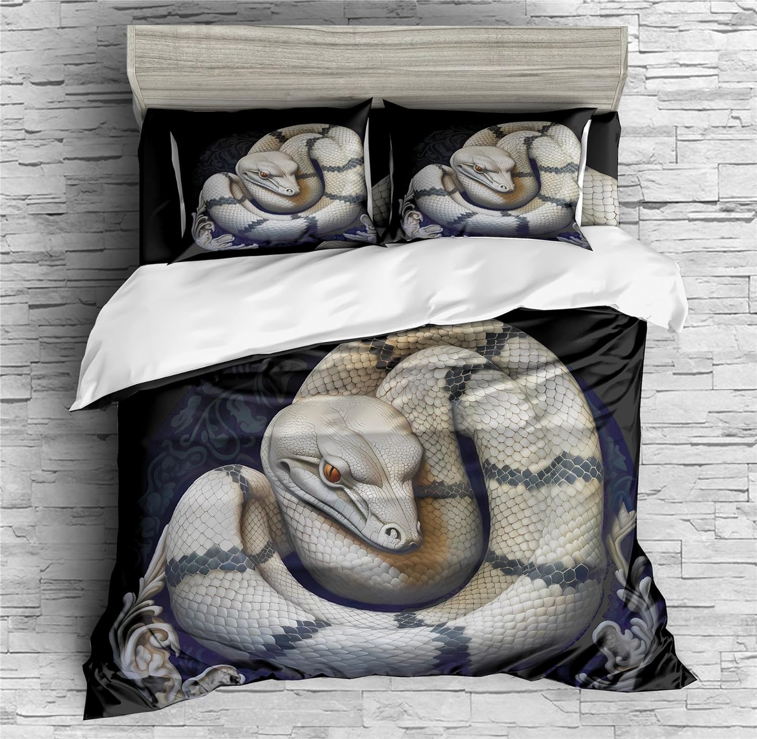 REALIN Python Wildlife Duvet Cover Set Tropical Rainforest Python Snake Bedding Girl Boy Kids Bed Sets 2/3/4PCS Quilt Covers/Sheets/Pillow Shams,Twin/Full/Queen/King (C,Twin-172x218cm-4PCS)