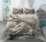 Retro Hand-Painted Crocodile Animal Duvet Cover Set - Print 3