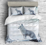 Cartoon Arctic Fox Animals Bedding White Fox Animals Duvet Cover Set - Print 1