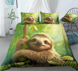 Sloth Cartoon Animals Bedding Cute Laziness Sloth Duvet Cover Set - Print 1
