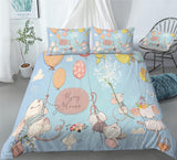 Christmas Mouse Print Bedding Mouse Receiving Gifts Print Duvet Cover Set - Print 3