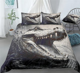 Crocodile Bedding Crocodile Opening Its Bloody Mouth Duvet Cover Set - Print 2