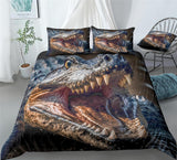 Retro Hand-Painted Crocodile Animal Duvet Cover Set - Print 1