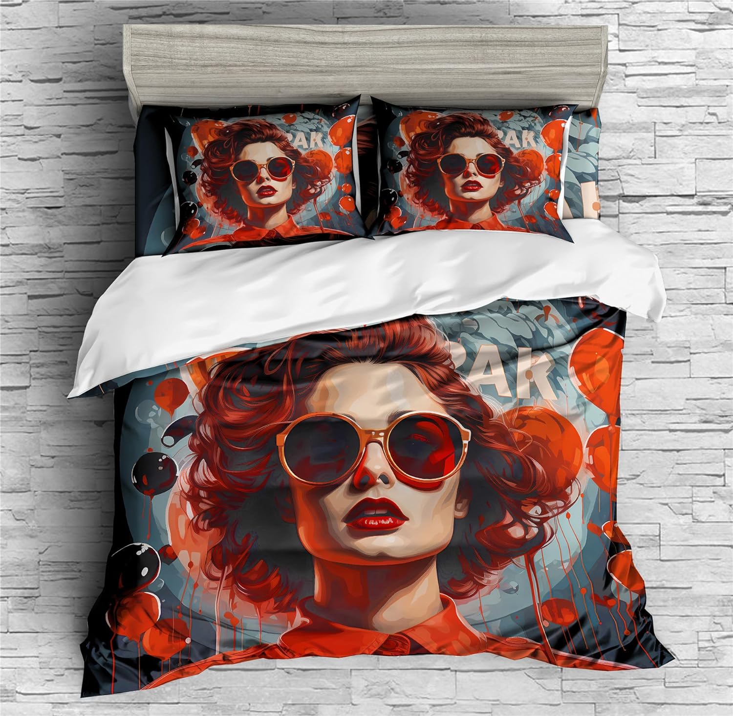 REALIN Retro Art Elegant Women Duvet Cover Set Retro POP Art Women Art Bedding Girl Boy Kids Bed Sets 2/3/4PCS Quilt Covers/Sheets/Pillow Shams,Twin/Full/Queen/King (A,Full-200x229cm-3PCS)