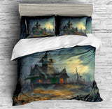 Moonlight Haunted House Bedding Horror Haunted House Duvet Cover Set - Print 3