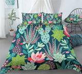 Hand-Painted Succulent Duvet Cover Set - Print 2